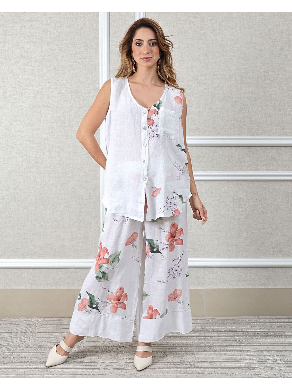 Conjunto Marisol Linho Italiano Branco 