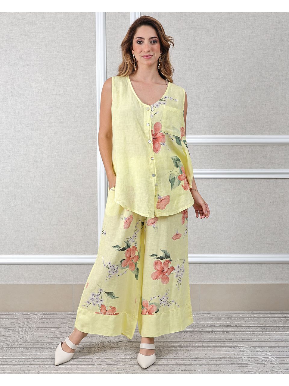 Conjunto Marisol Linho Italiano Amarelo 