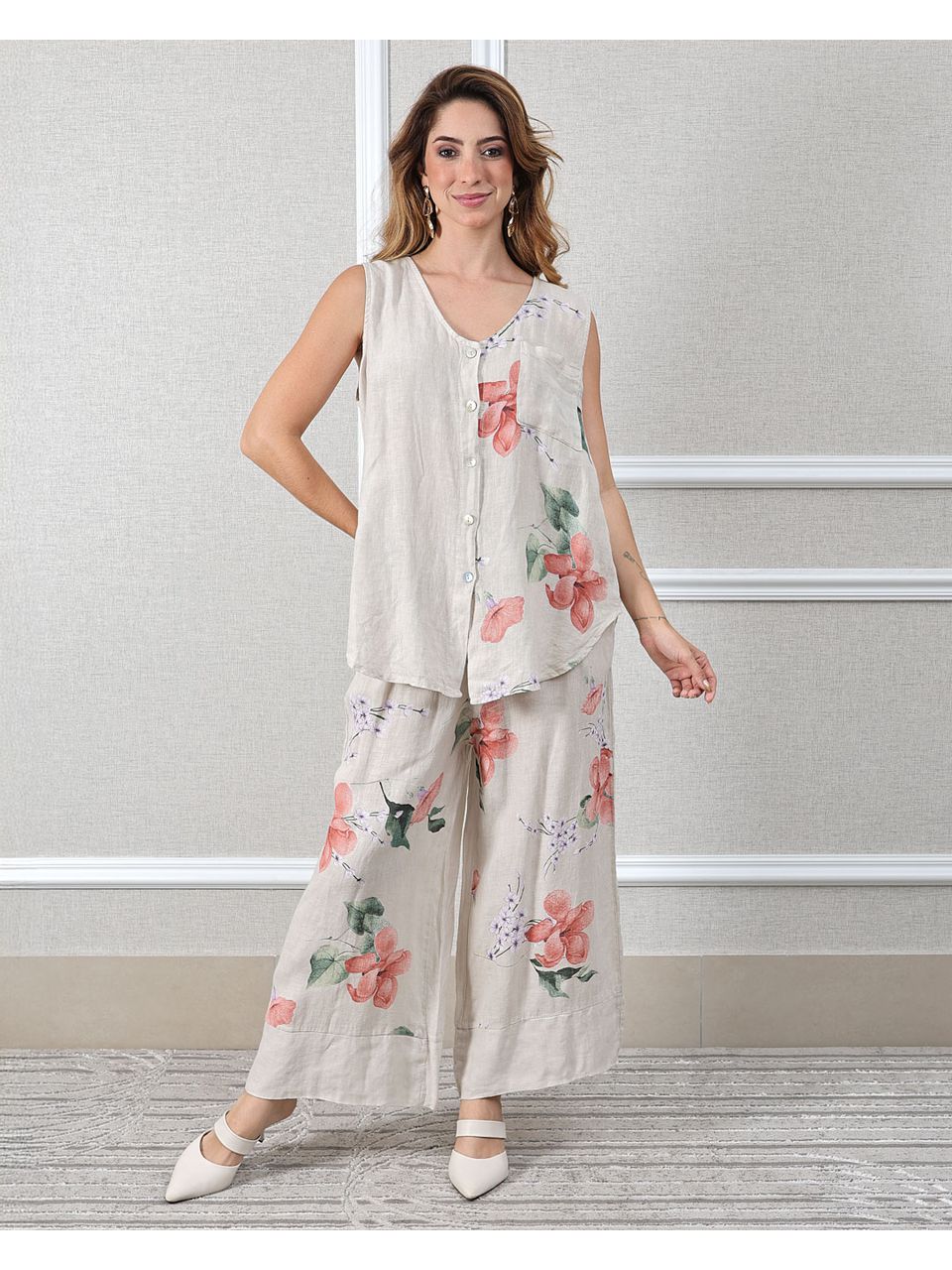 Conjunto Marisol Linho Italiano Bege 