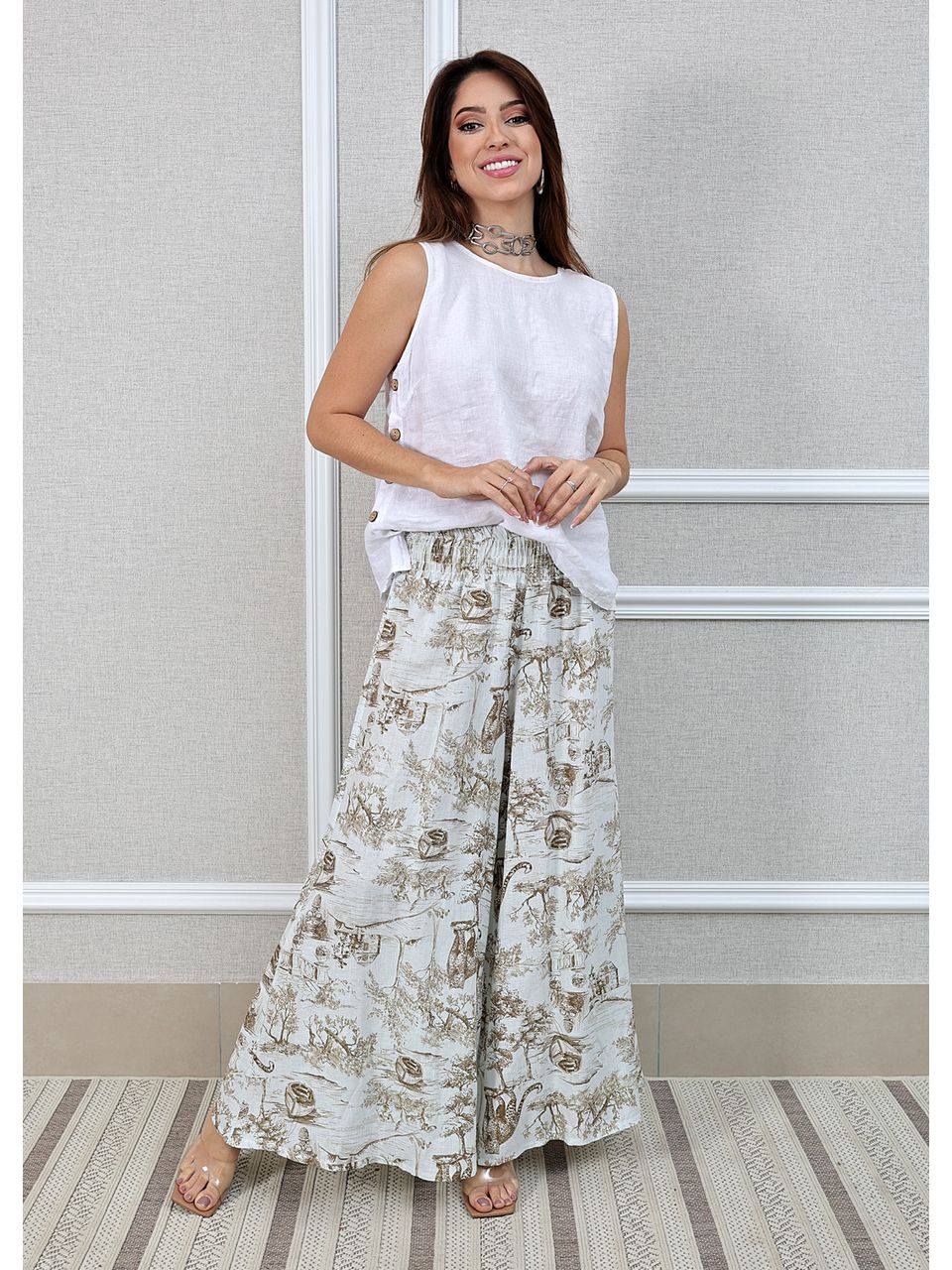 Conjunto Dior Linho Italiano Branco