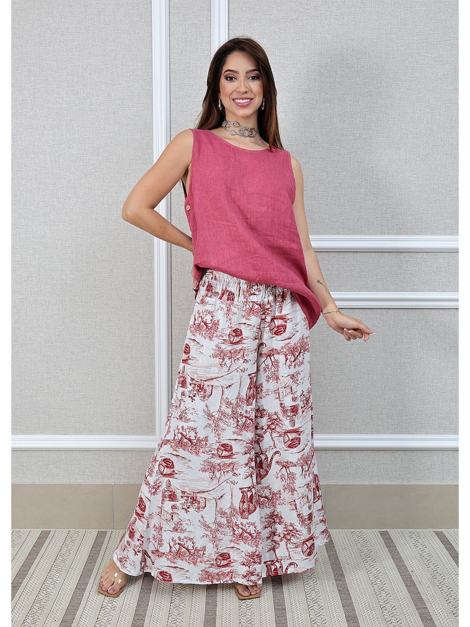 Conjunto Dior Linho Italiano Magenta