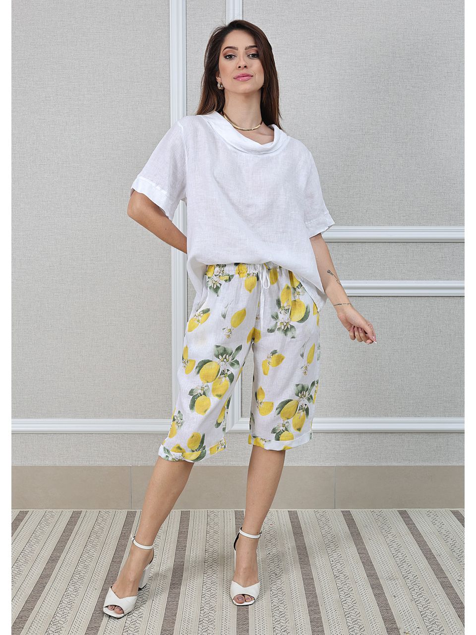 Conjunto Julia Linho Italiano Coleção Positano Branco