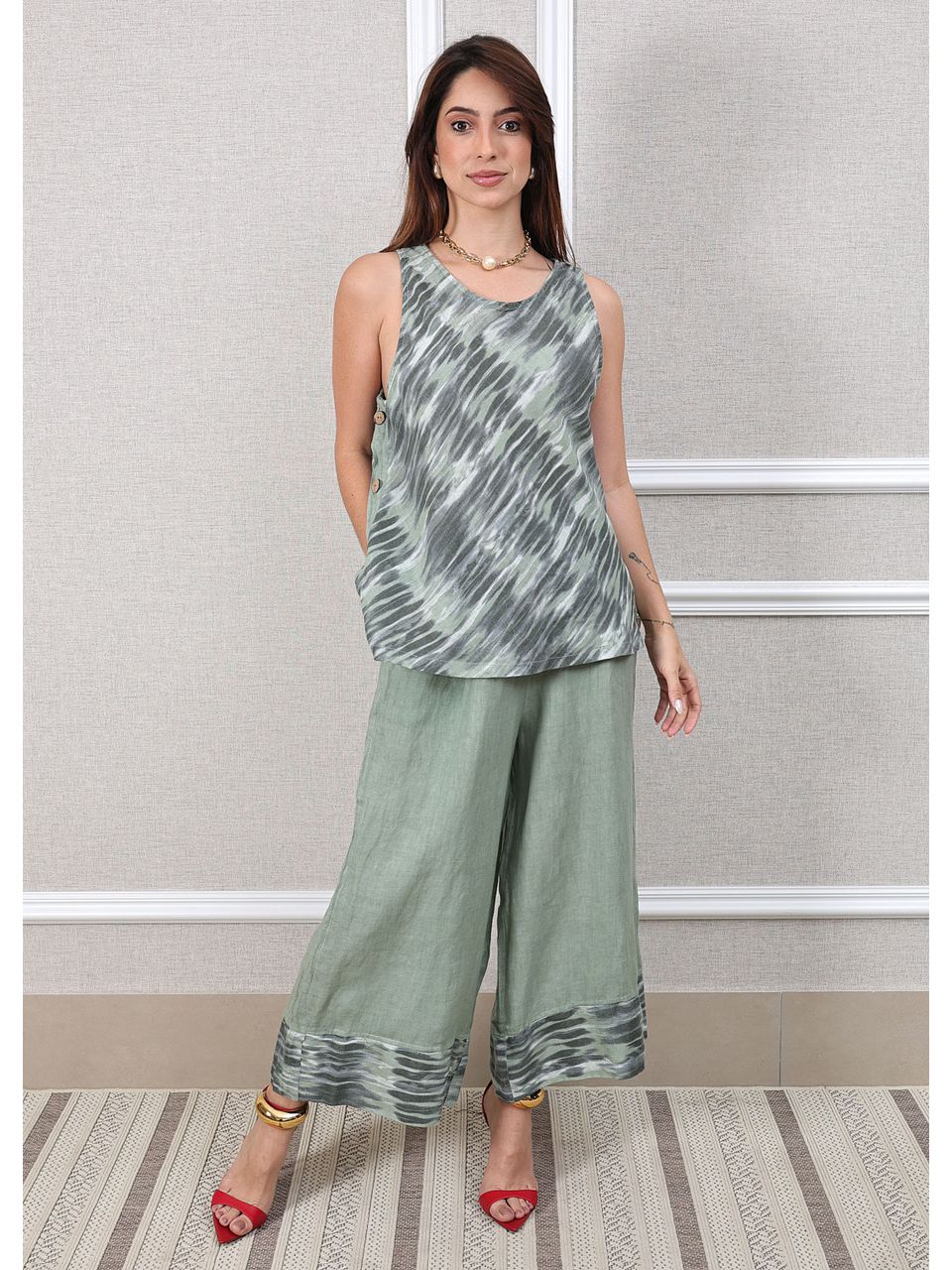 Conjunto Matilde Linho Italiano Verde Menta 