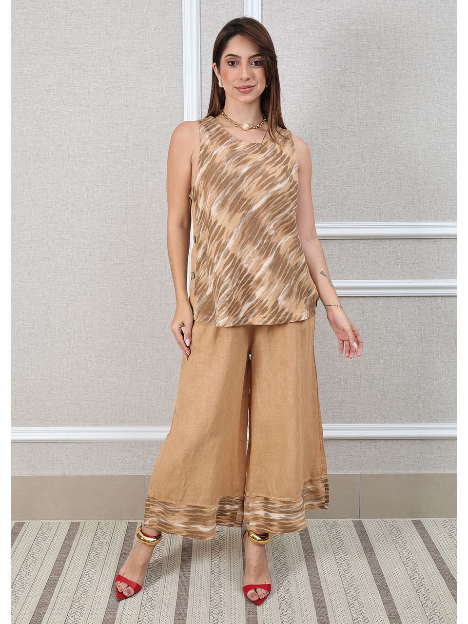 Conjunto Matilde Linho Italiano Caramelo