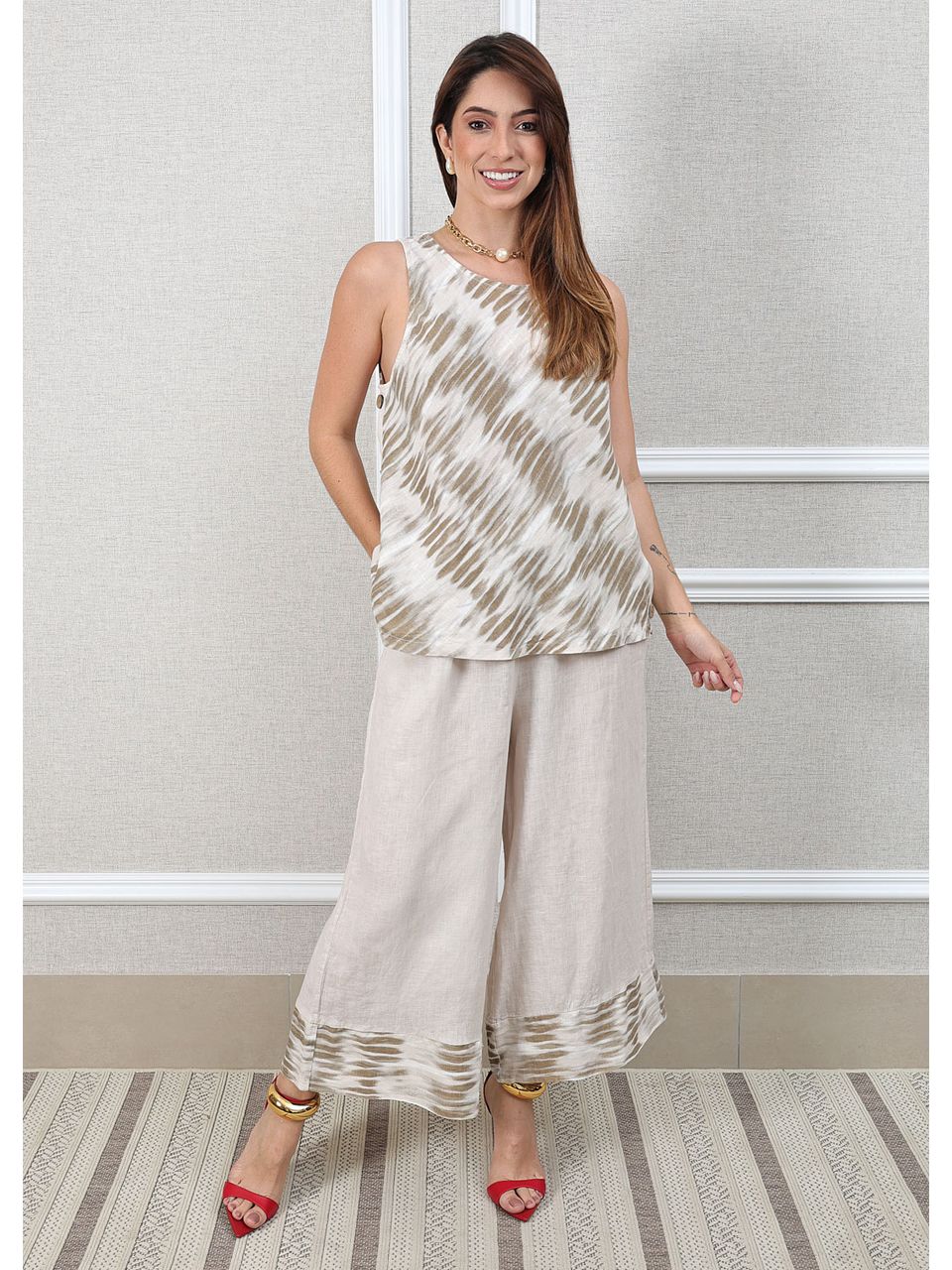 Conjunto Matilde Linho Italiano Bege