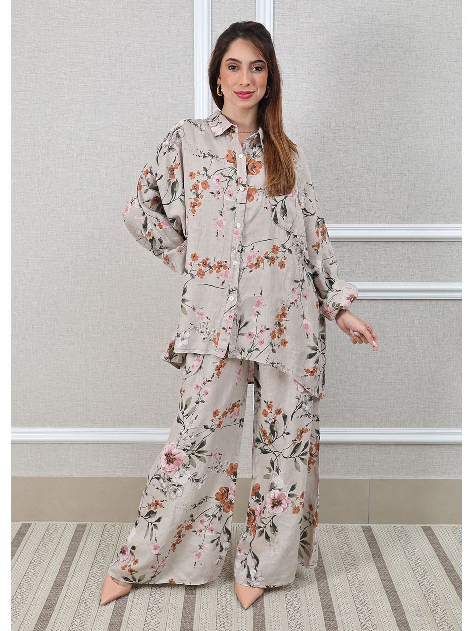 Conjunto Angela Linho Italiano Bege