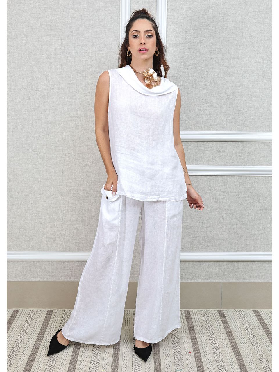 Conjunto Marina Linho Italiano Branco 