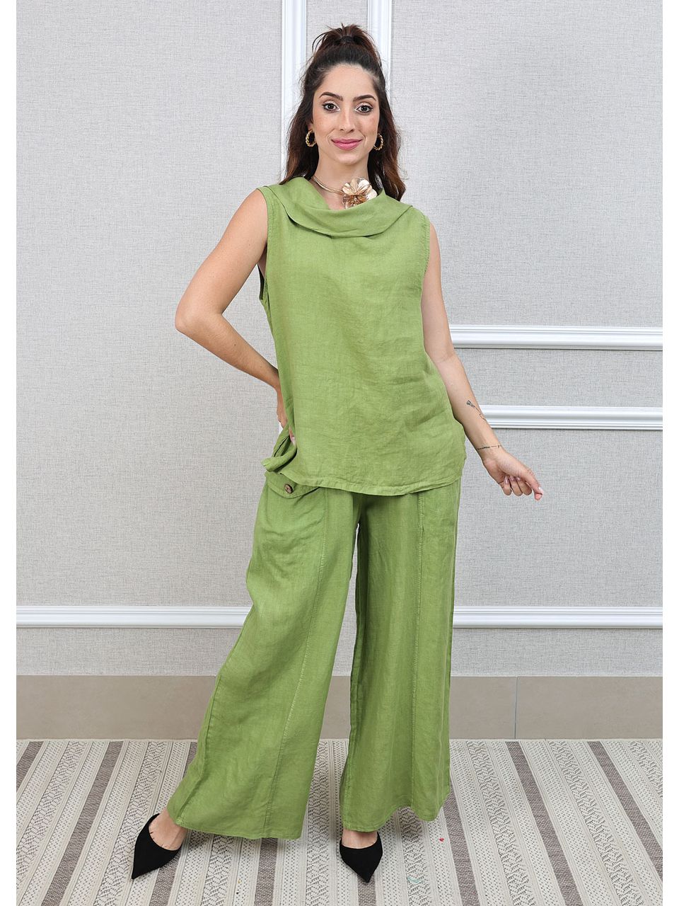 Conjunto Marina Linho Italiano Verde Pistache