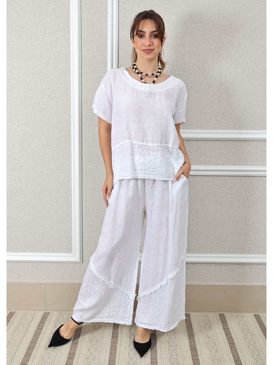 Conjunto Gisela Linho Italiano Branco