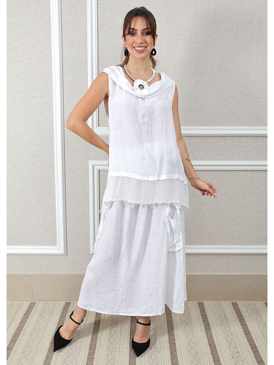 Conjunto Solange Linho Italiano Branco