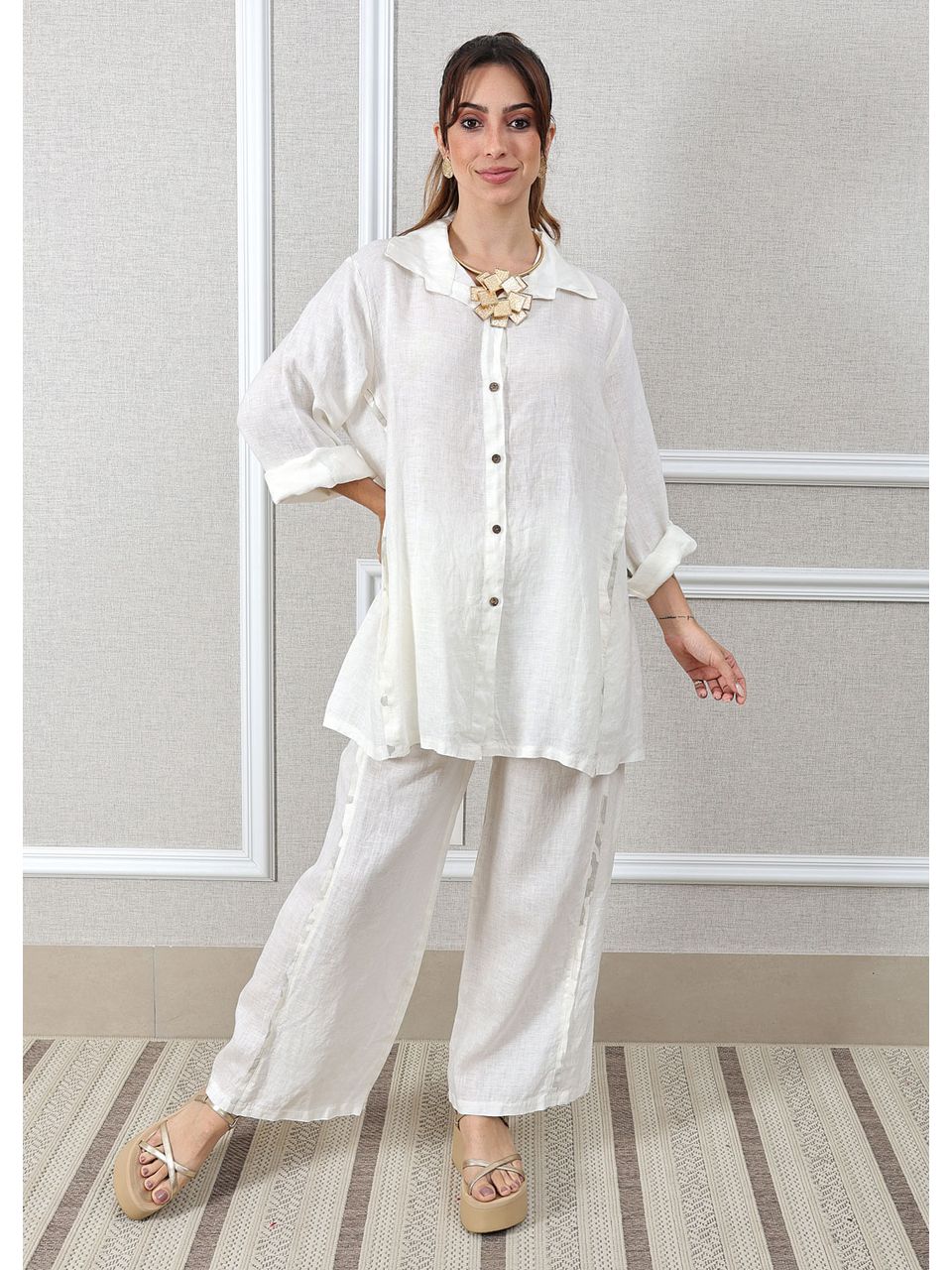 Conjunto Antonia Linho Italiano Off White