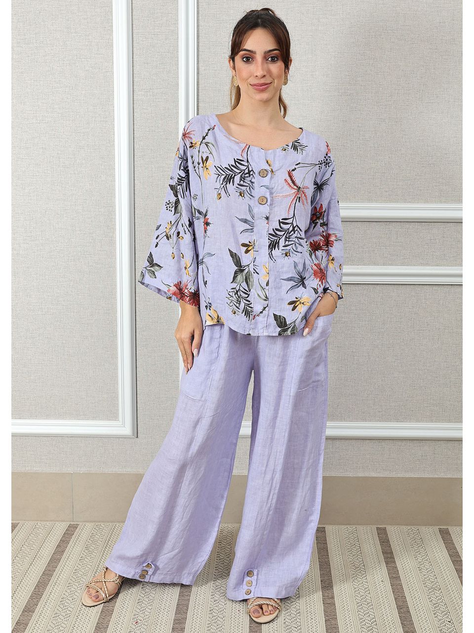 Conjunto Pamela Linho Italiano Lilás