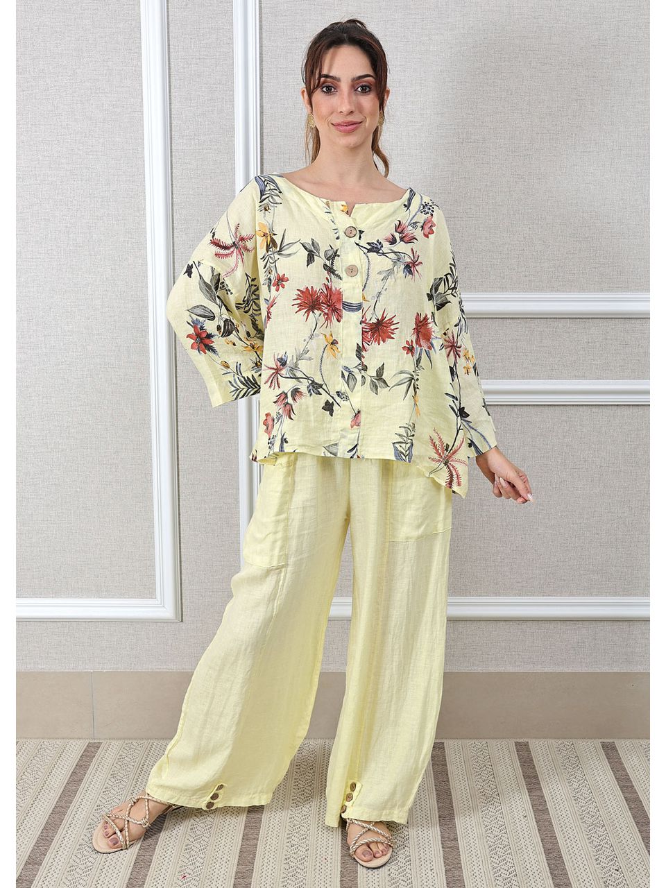 Conjunto Pamela Linho Italiano Amarelo