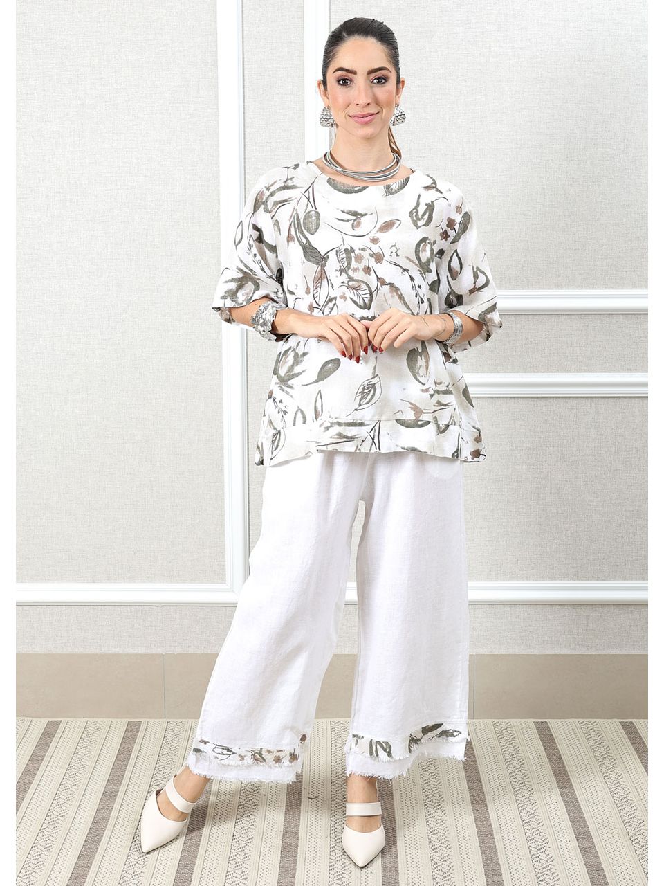 Conjunto Carla Linho Italiano Branco 