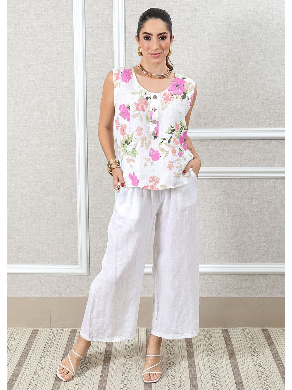 Conjunto Rebeca Linho Italiano Branco