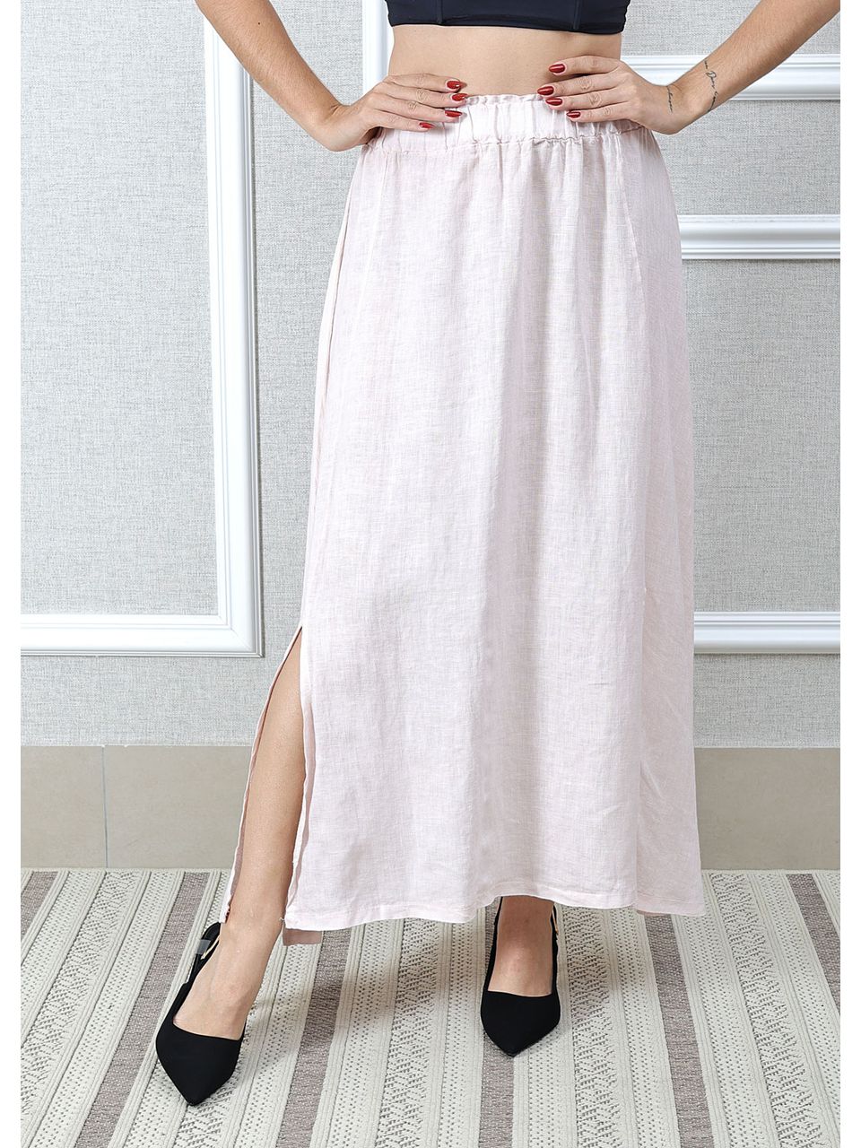 Saia Melissa Linho Italiano Rosa Bebe