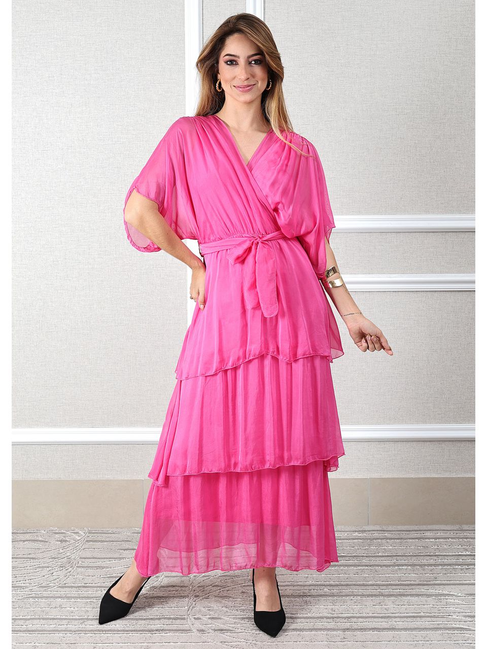 Vestido Stella Seda Italiana Pink .