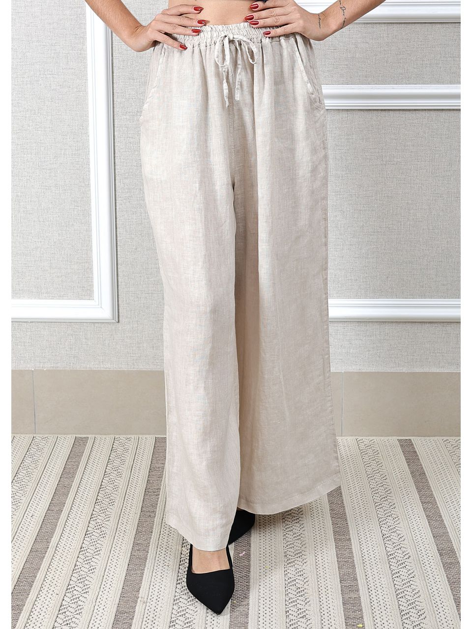 Calça Heloisa Linho Italiano Bege
