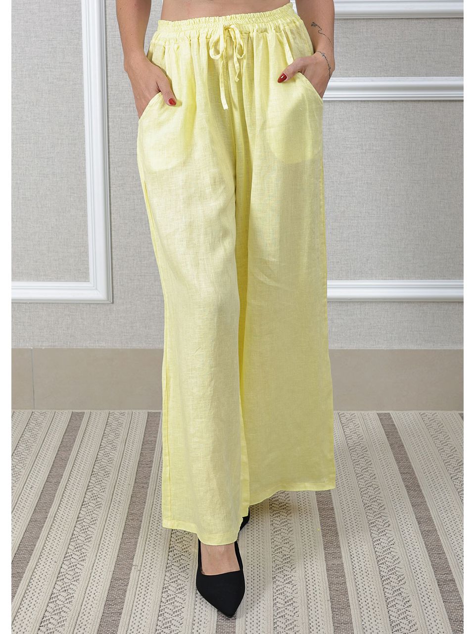 Calça Heloisa Linho Italiano Amarelo