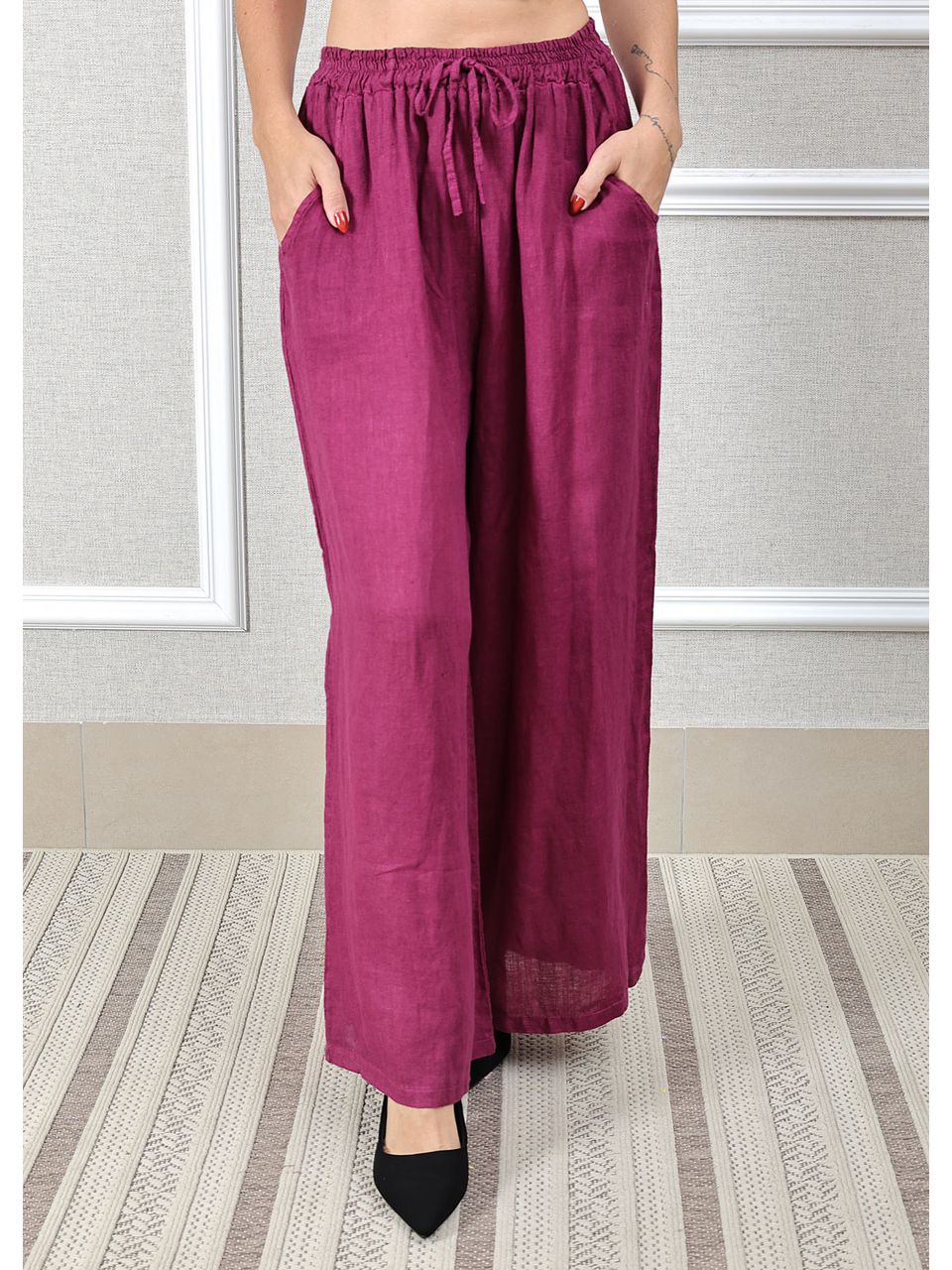 Calça Heloisa Linho Italiano Bordô