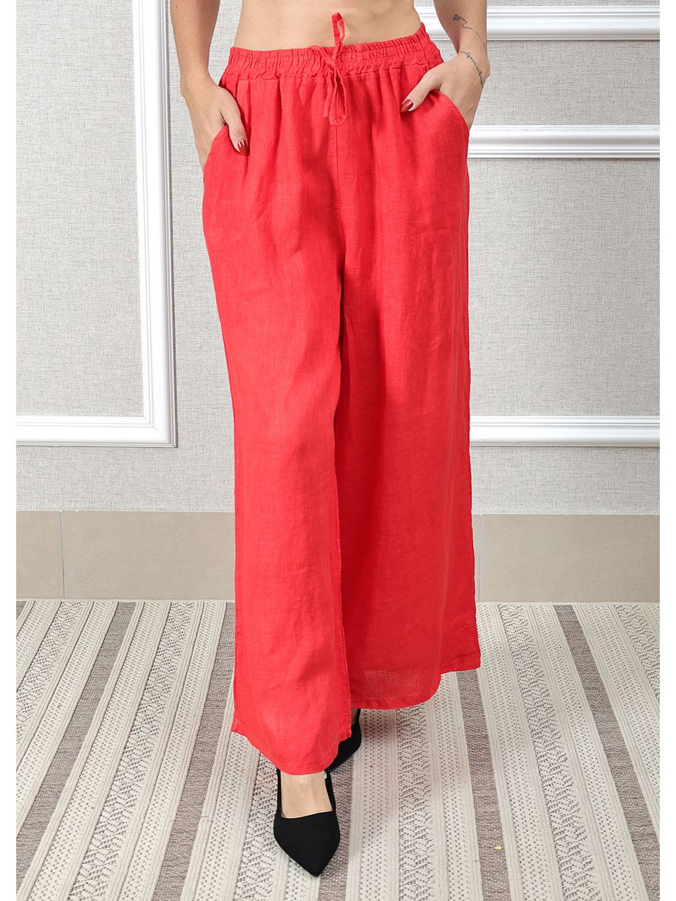 Calça Heloisa Linho Italiano Vermelho