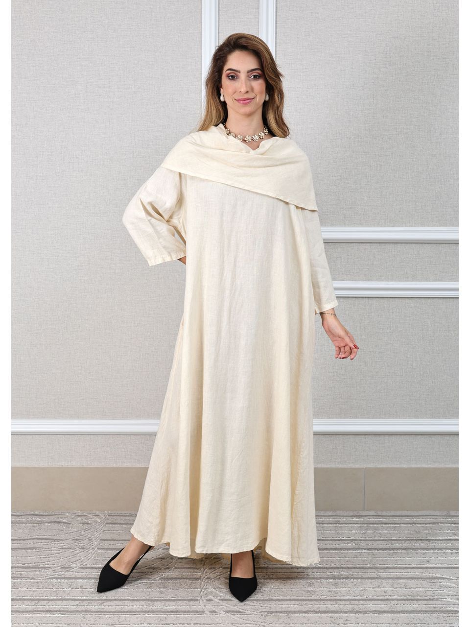 Vestido Tamara Linho Italiano Off White .