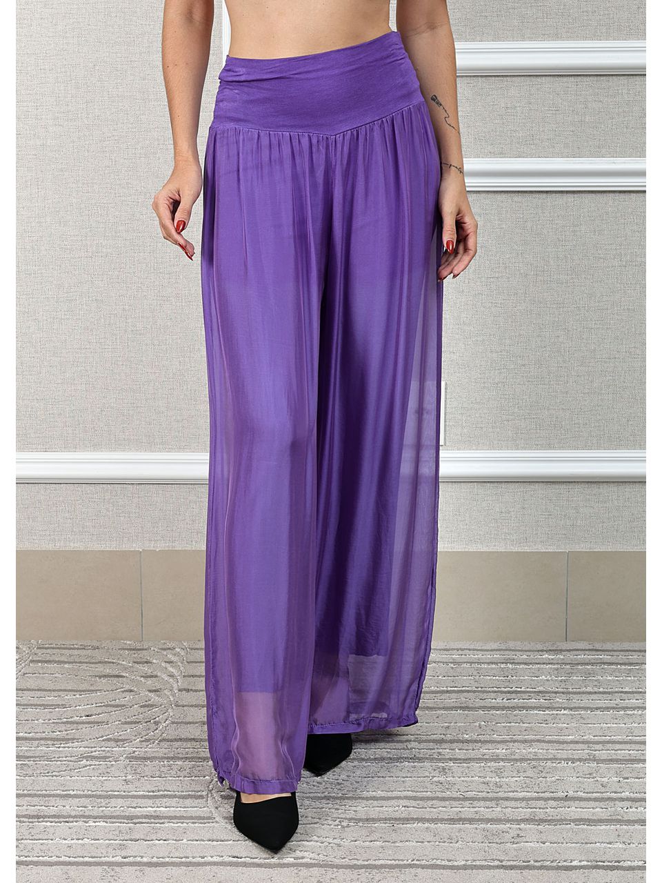 Calça Louise Seda Italiana Roxo