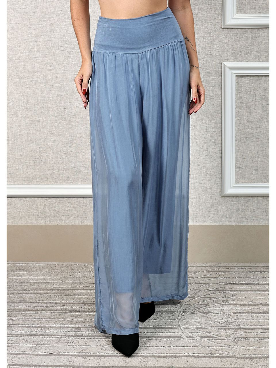 Calça Louise Seda Italiana Azul Jeans