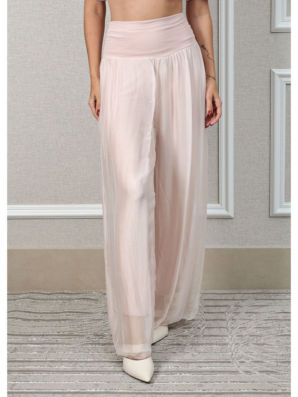 Calça Louise Seda Italiana Rosa Bebe