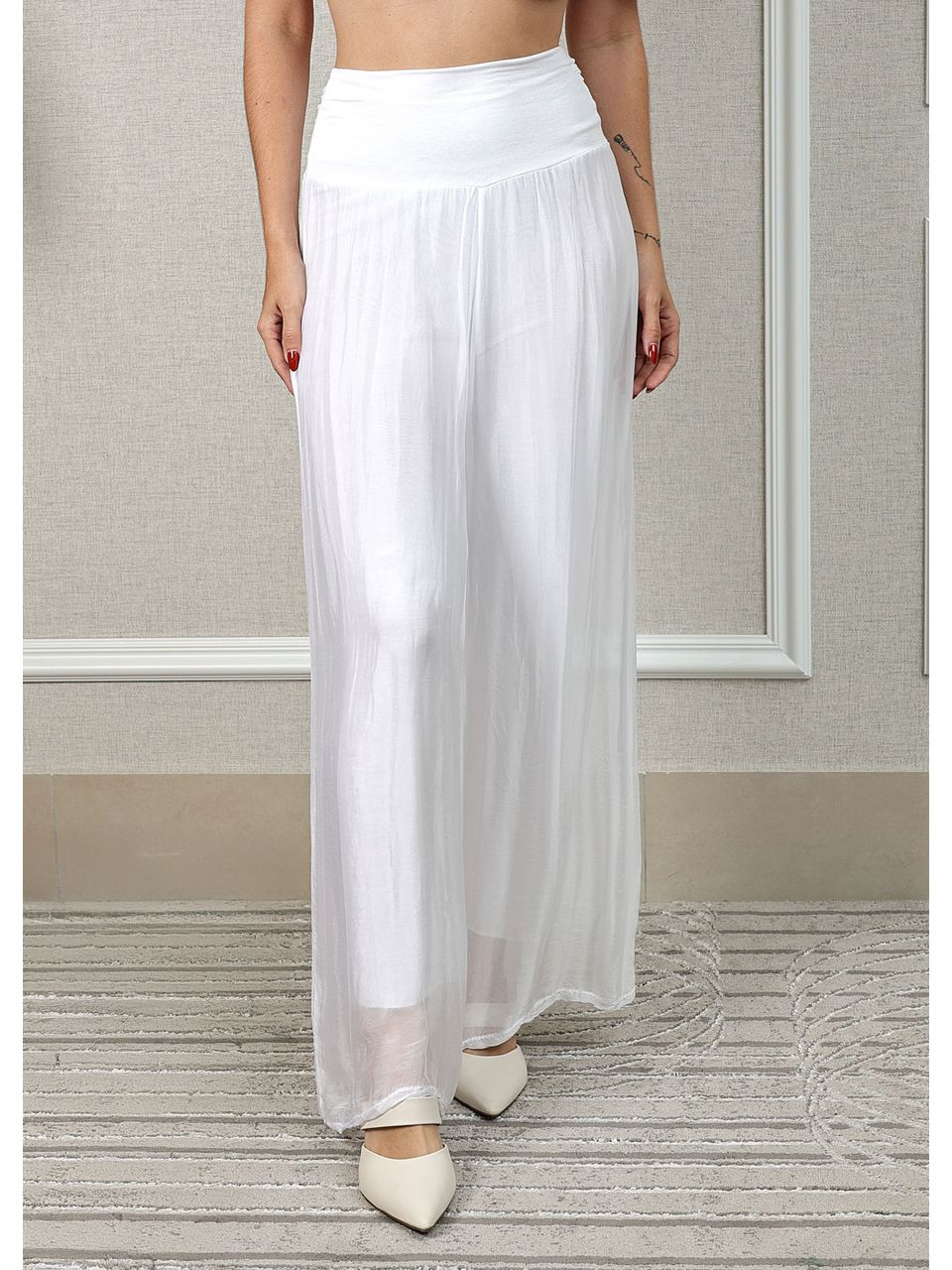 Calça Louise Seda Italiana Branco