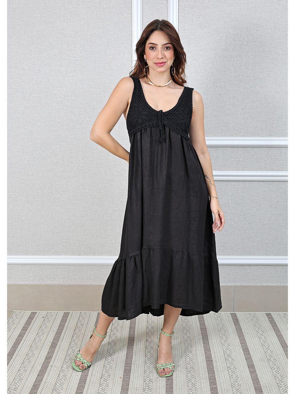 Vestido Barbara Linho Italiano Preto 