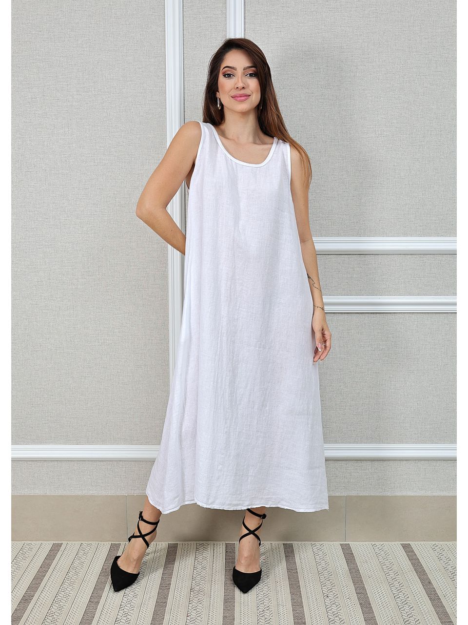 Vestido Eliane Linho Italiano Branco