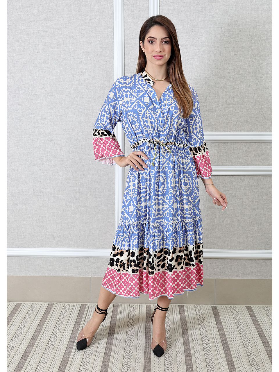 Vestido Daiana Viscose Italiana Azul Horência
