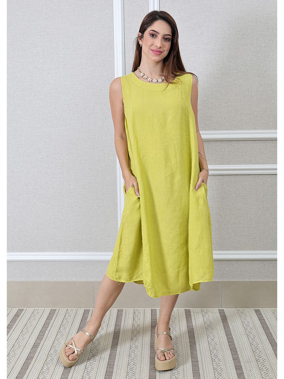 Vestido Analu Linho Italiano Bambu 