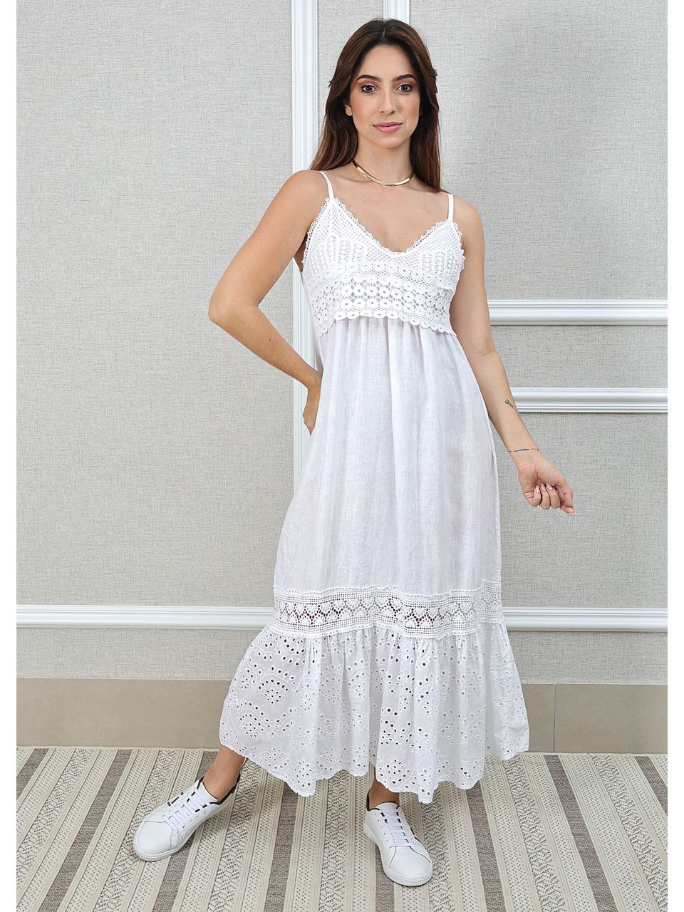 Vestido Francesca Linho Italiano Branco 
