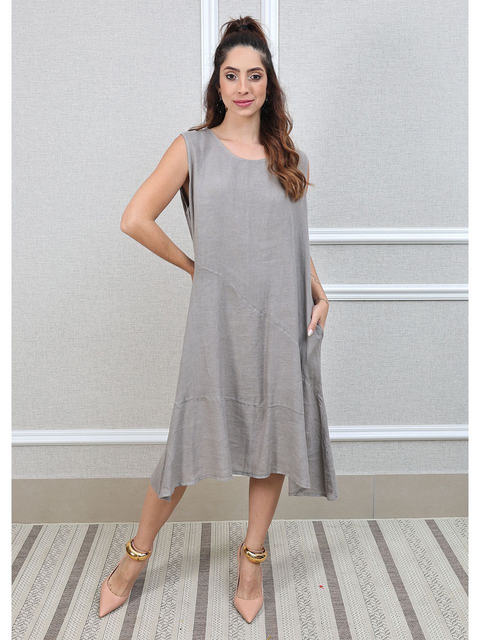 Vestido Lavinia Linho Italiano Fendi