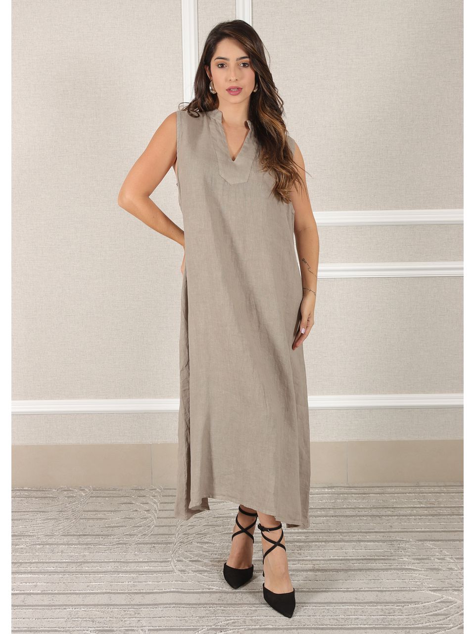 Vestido Luana Linho Italiano Fendi