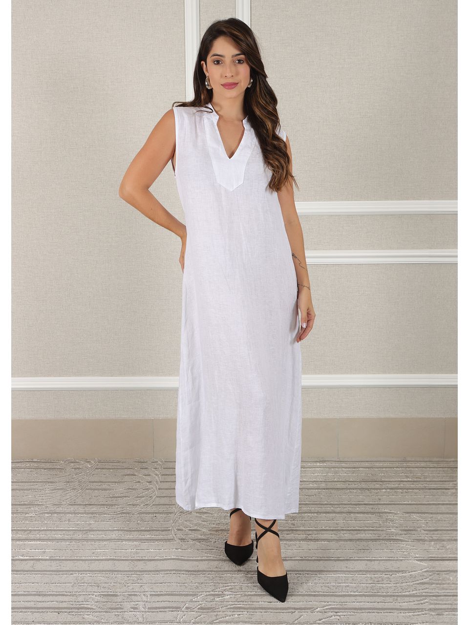Vestido Luana Linho Italiano Branco