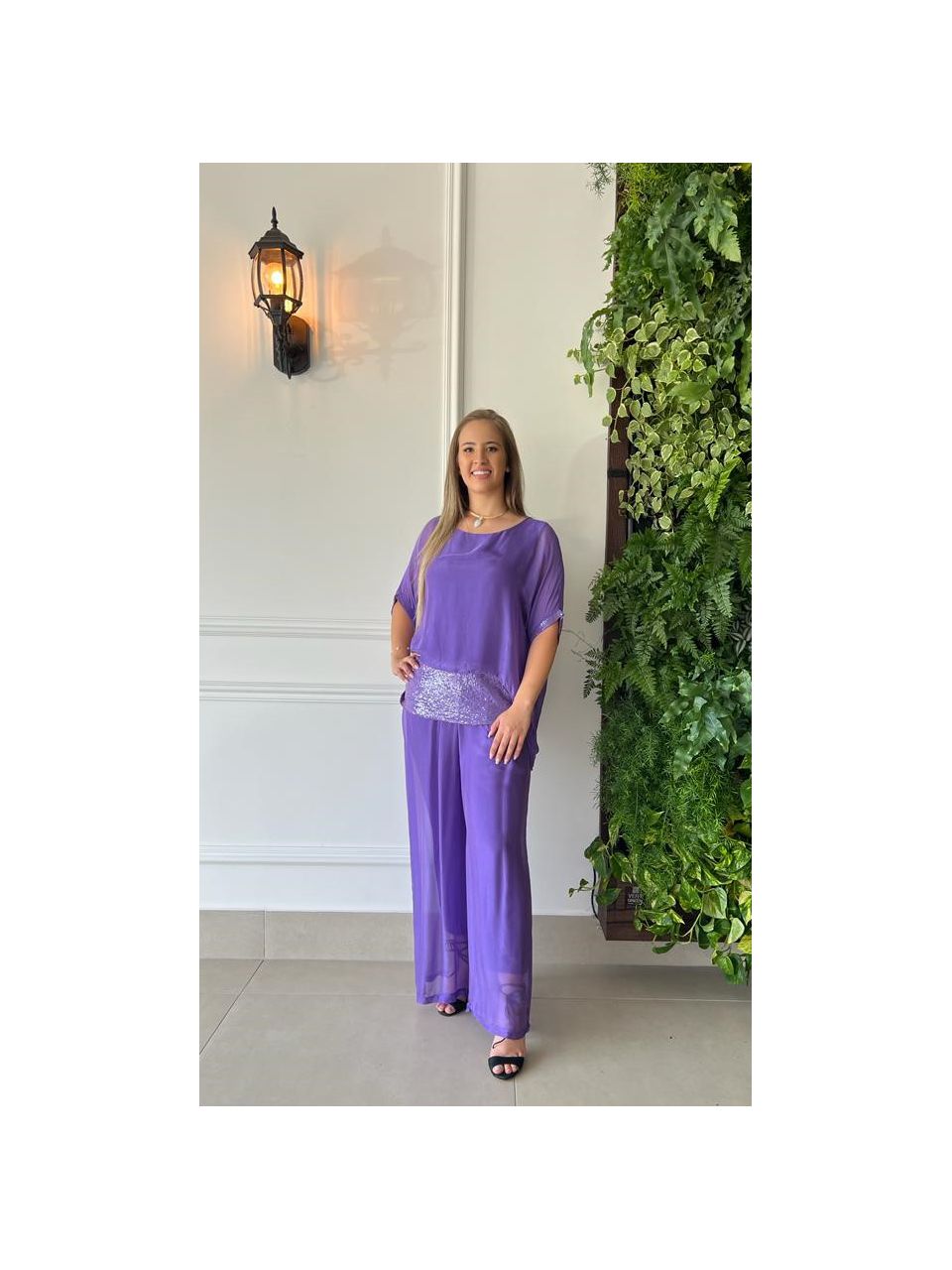 Conjunto Maya Seda Italiana Roxo