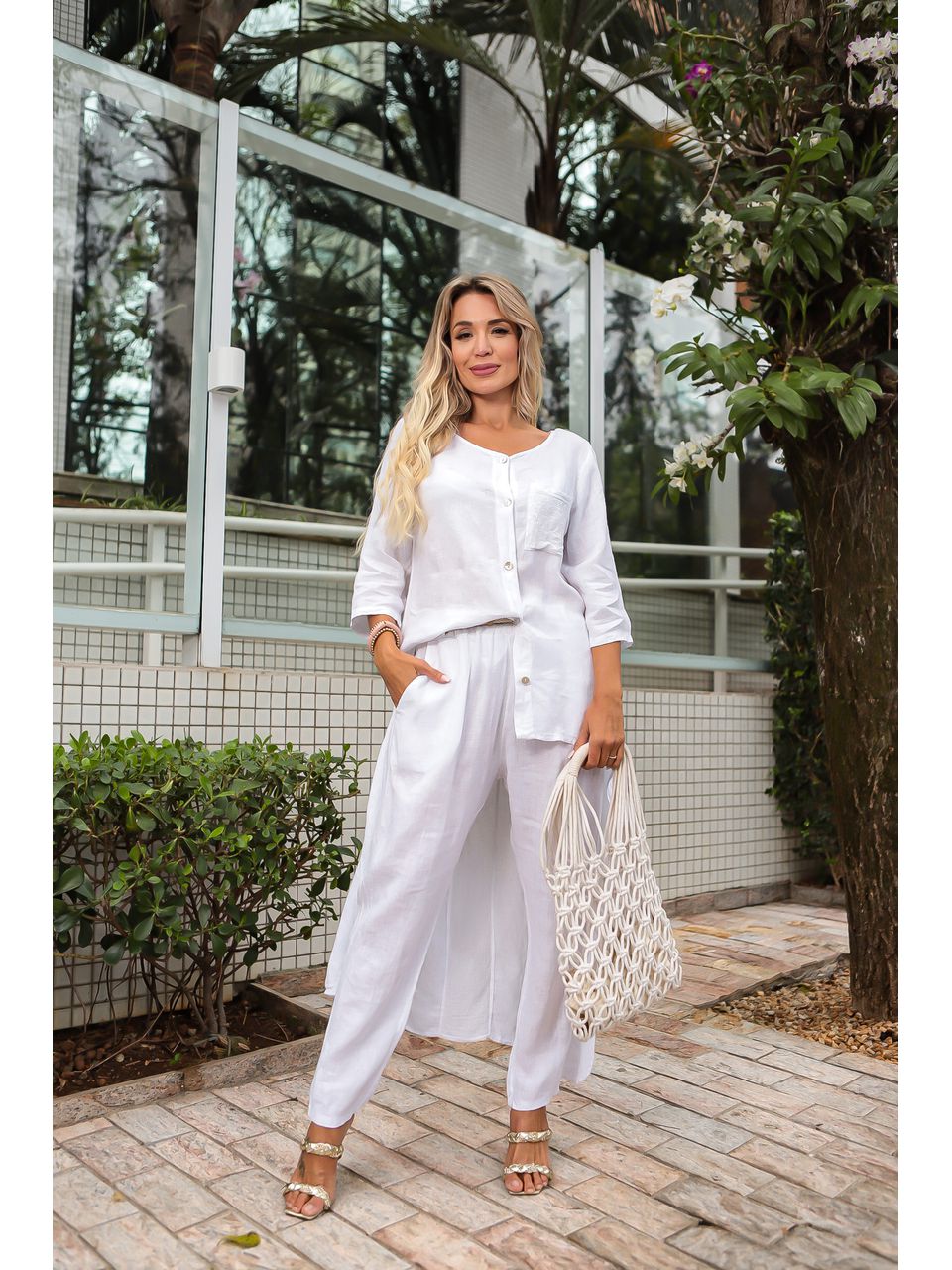 Conjunto Pérola Linho Italiano Branco