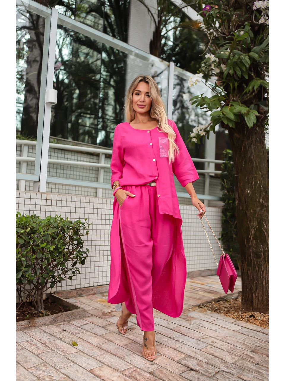 Conjunto Pérola Linho Italiano Pink