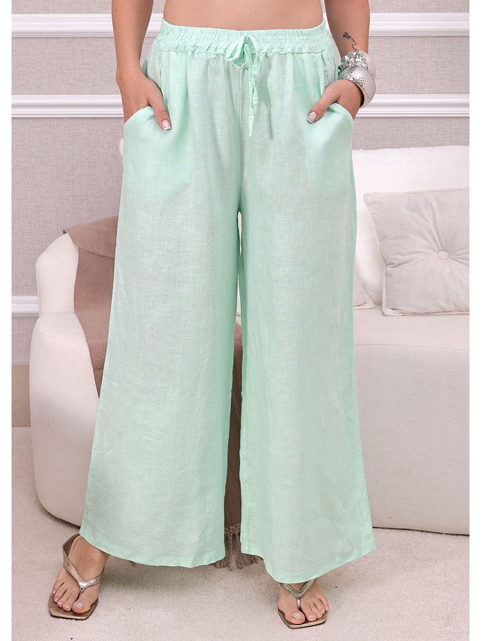 CALÇA CLEIDE VERDE AGUA