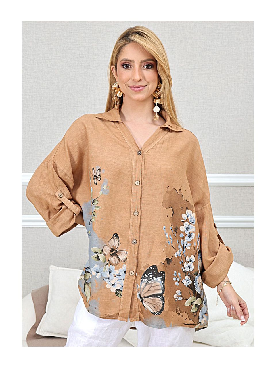 CAMISA MARIA ELOÁ CARAMELO