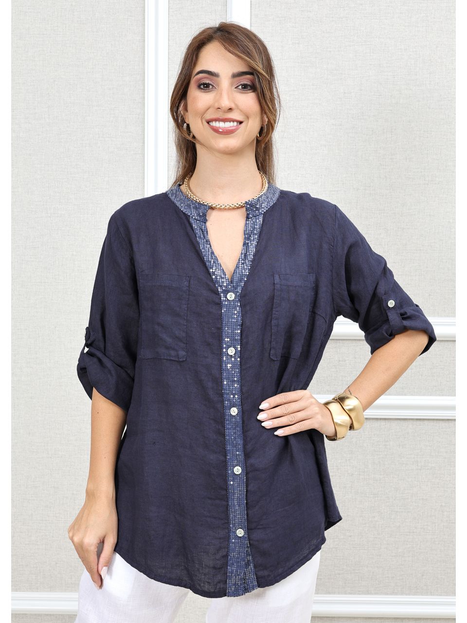 CAMISA SILMARA AZUL MARINHO