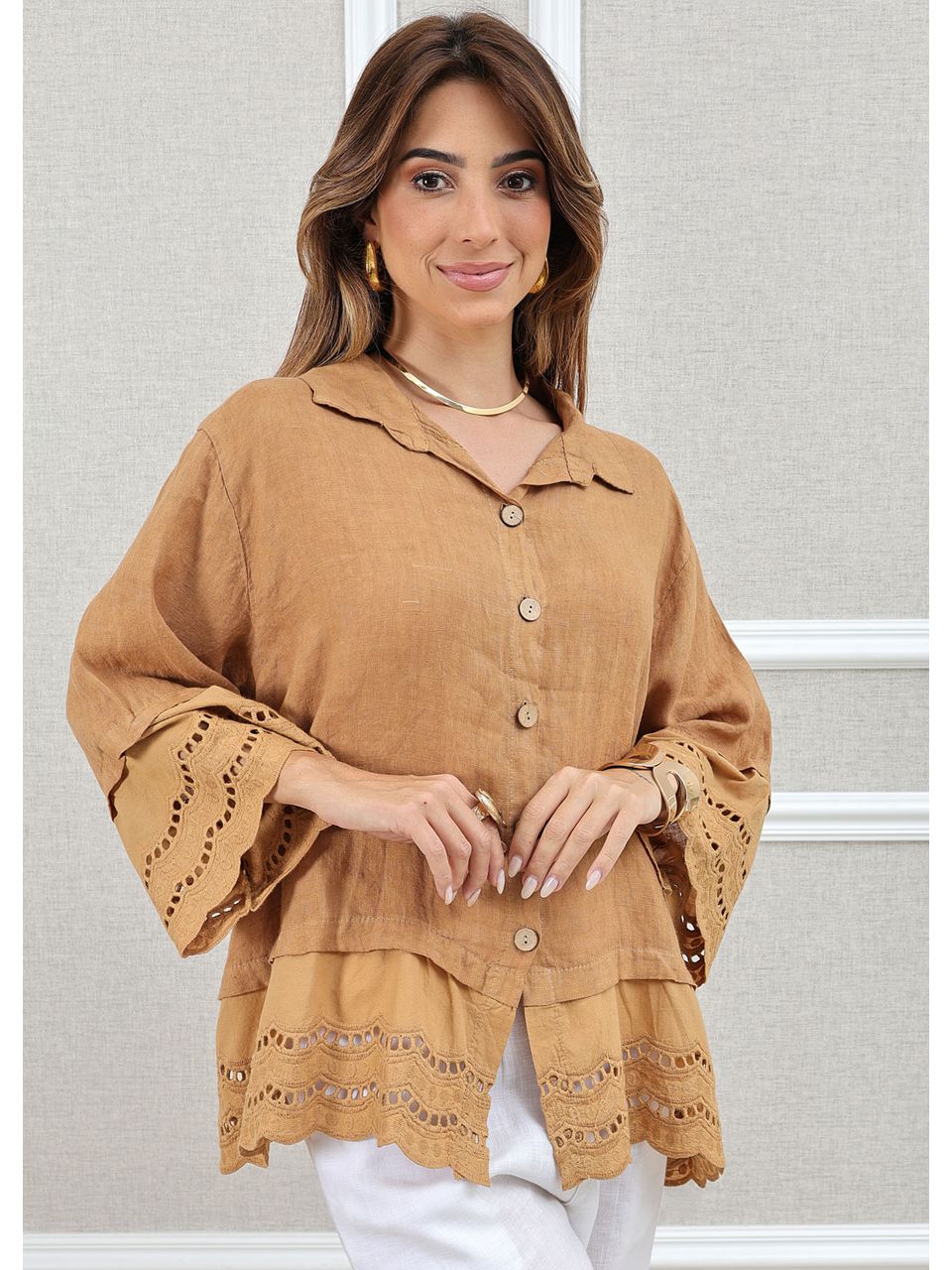 CAMISA LORENA CARAMELO