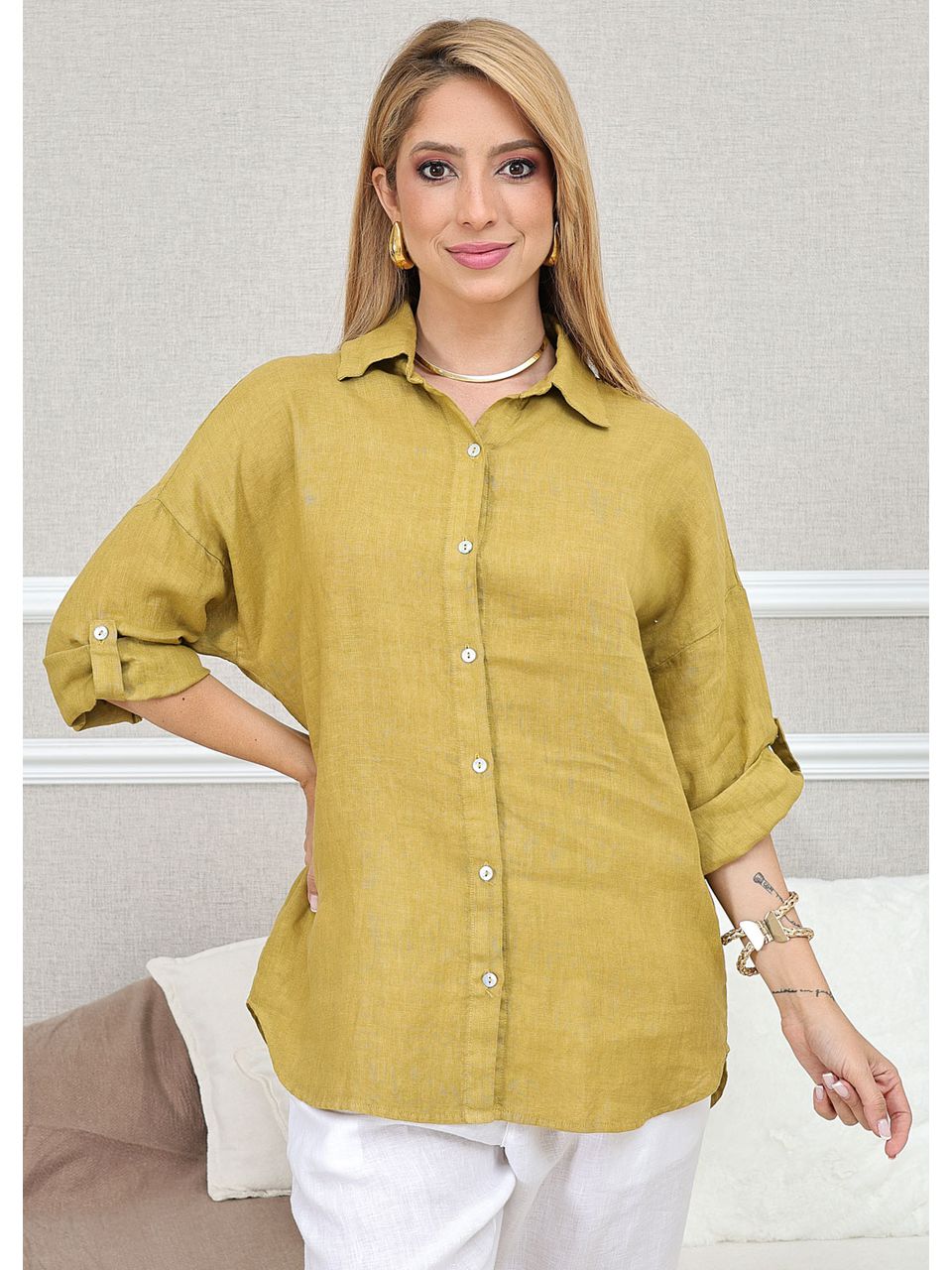 CAMISA MANDALA MOSTARDA DIJON
