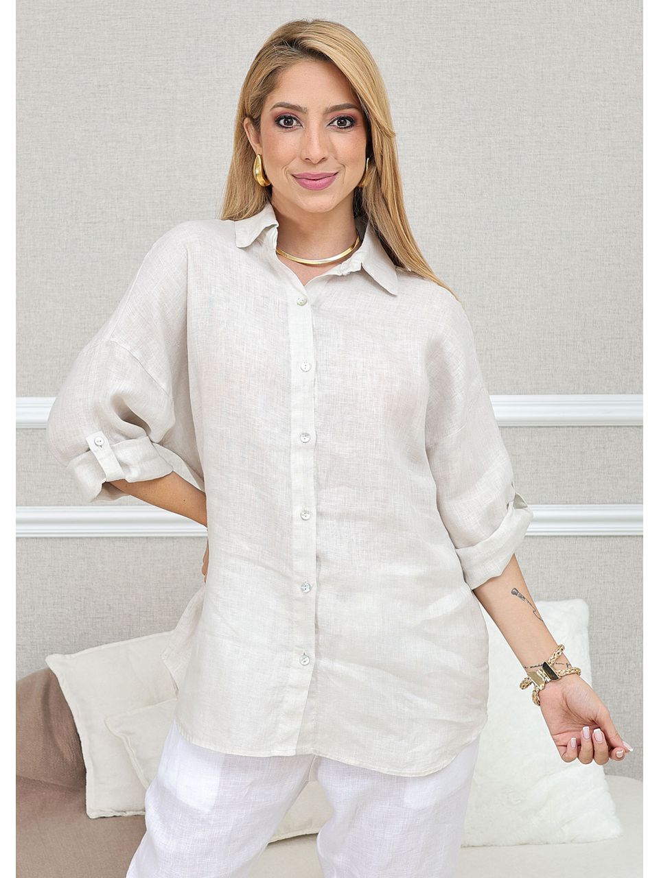CAMISA MANDALA BEGE