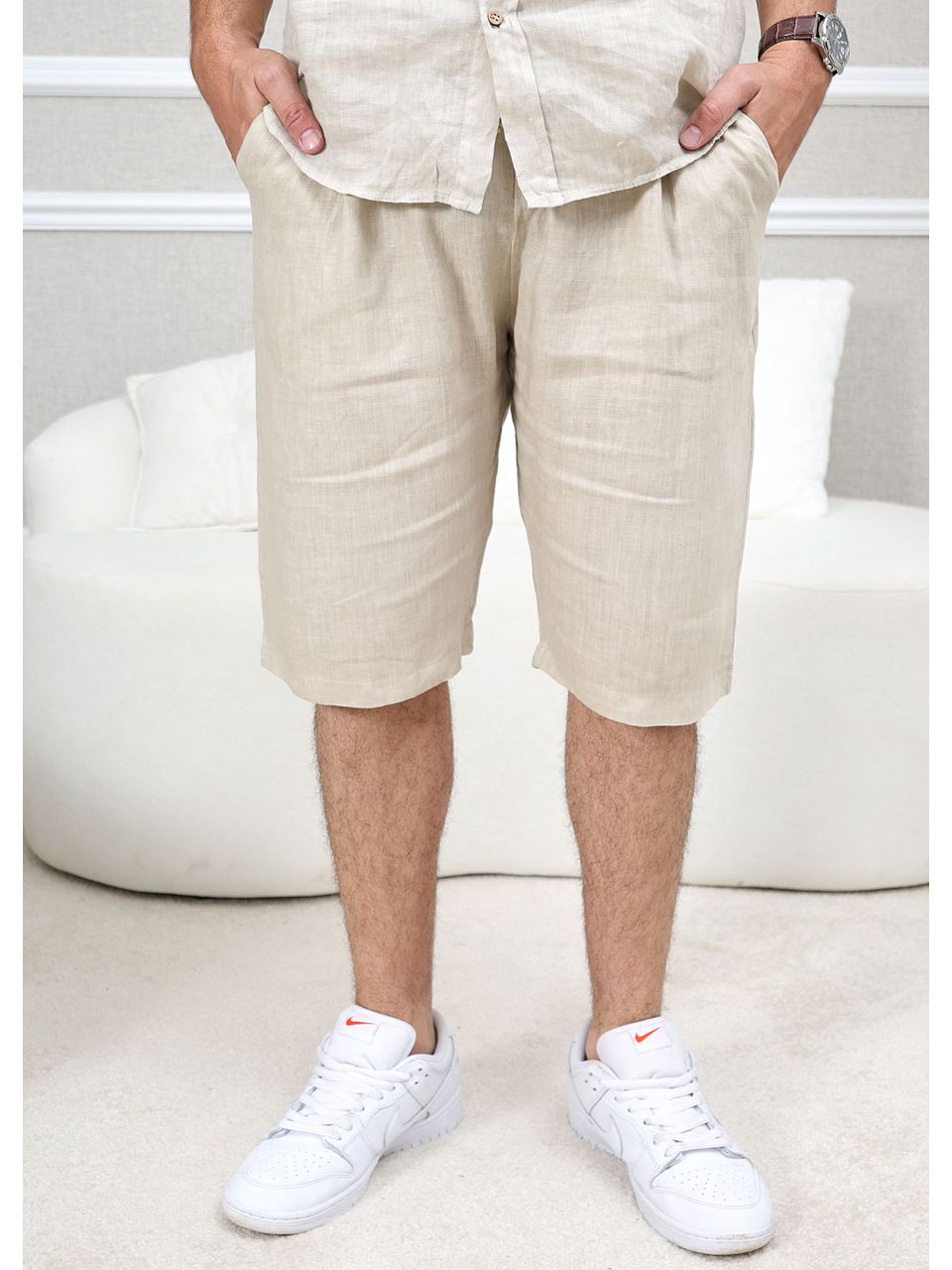 Bermuda Masculina Levi Linho Italiano Cru