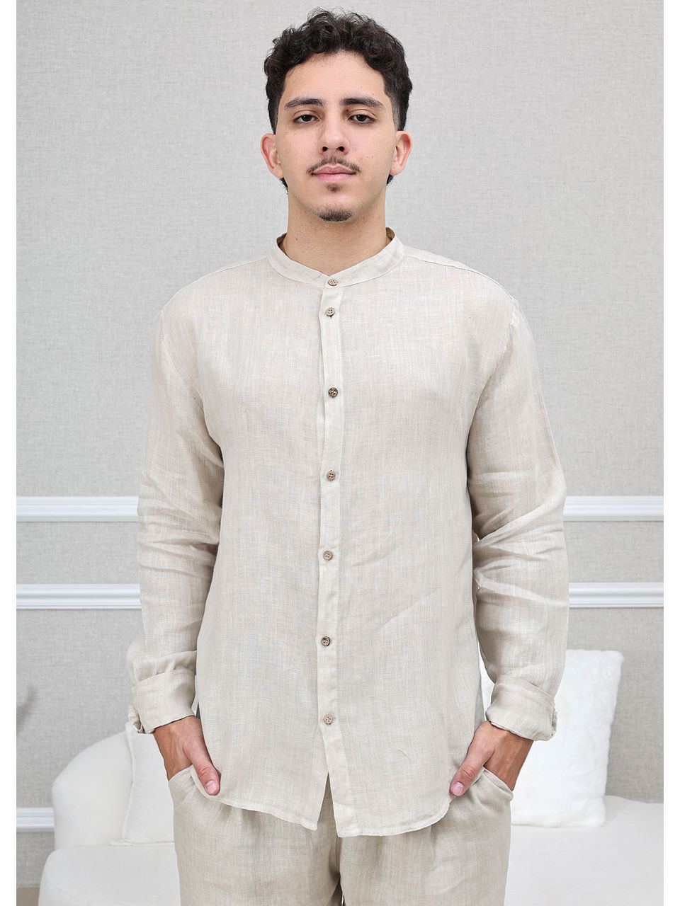 Camisa Masculina Enrico Linho Italiano Cru