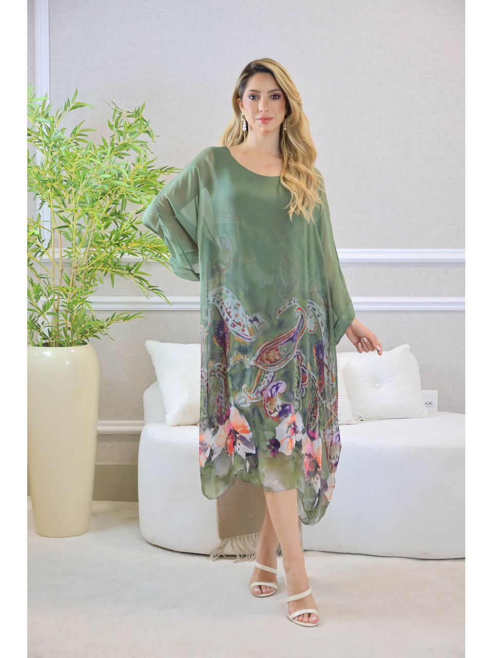 KAFTAN SILVIA SEDA PISTACHE